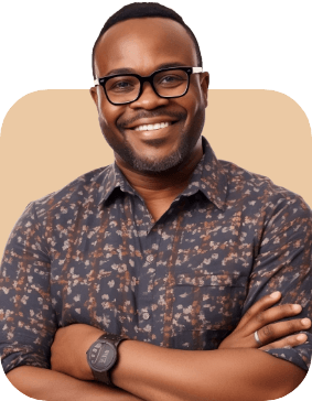 man with glasses smiling