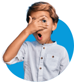 child covering one eye